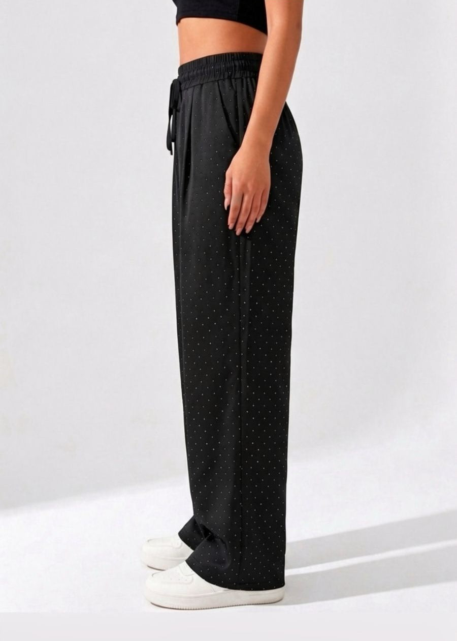 Wide-Leg Pants with Rhinestones